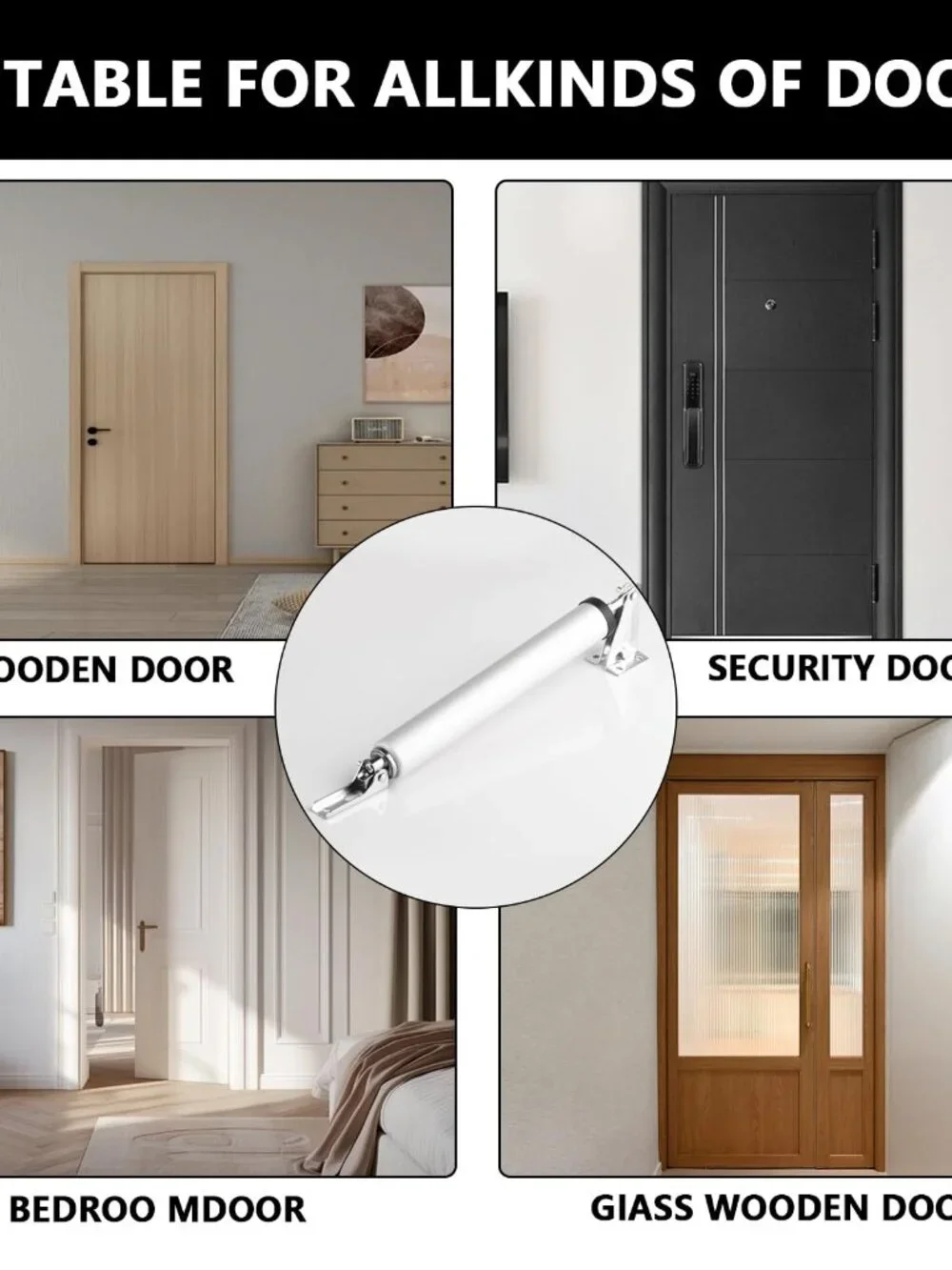 Heavy Duty Pneumatic Screen and Storm Door Closer,1 Set Screen Door Closer,Pneum